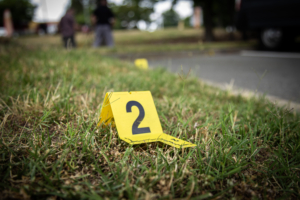 Forensic marker in the grass